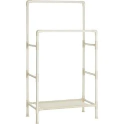 Songmics Garderobenständer RDR01WT, Bis 55 Kg, Mit 2 Kleiderstangen Und Ablage, Metall, Weiß