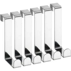Wenko Kleiderhaken 4214062100, Für Die Tür, Silber, Edelstahl, 1 Haken, 6 Stück
