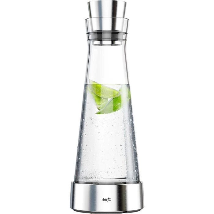 Emsa Karaffe Flow Slim 514233, Mit Kühlstation Und Deckel, 1 Liter 1 Emsa Karaffe Flow Slim 514233, Mit Kühlstation Und Deckel, 1 Liter