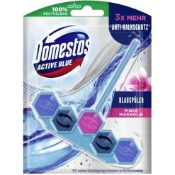Domestos WC-Duftspüler Active Blue Blauspüler, Pinke Magnolie, Färbt Das Wasser Blau, Im Korb