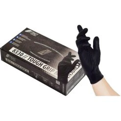 NITRAS Einmalhandschuhe Tough Grip N, Nitril, 8330, Puderfrei, Schwarz, 50 Stück, Gr. XL