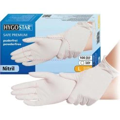 Franz Mensch Franz-Mensch Einmalhandschuhe Safe Nitril Puderfrei, Weiß, Größe L, 100 Stück