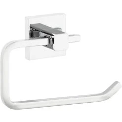 Tesa Toilettenpapierspender Deluxxe, 40400, Ohne Bohren, Metall, Für 1 Kleinrolle, Silber