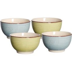 Ritzenhoff & Breker Ritzenhoff&Breker Müslischale Happy, Steinzeug, Blau / Grün, 14cm, Set, 4 Stück