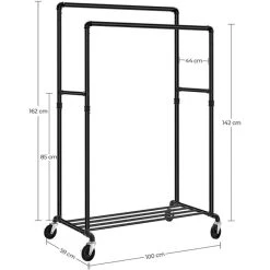 Songmics Garderobenständer HSR60B, Bis 110 Kg, Mit Rollen, Metall, Schwarz -Einhell Verkaufsshop 7359847900f0ea3b99f35f35b11a644406afa8ee garderobenstaender songmics hsr60b bis 110 kg