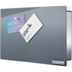 Blomus Schlüsselkasten 65365, Velio, Grau, Mit 7 Haken, Edelstahl, Mit Glasmagnettafel