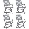VidaXL Gartenstuhl 46334, Holz, Hochlehner, Grau, Klappbar, 4 Stück