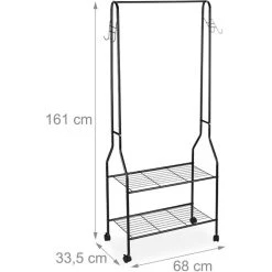 Relaxdays Garderobenständer 10027470, Mit Rollen, 2 Ablagen & 4 Haken, Metall, Schwarz -Einhell Verkaufsshop 7788906c796e1d2810815b671edfeb95f8856f33 garderobenstaender relaxdays 10027470