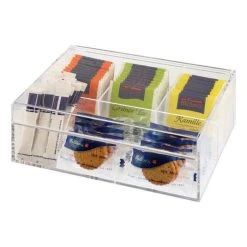 APS Teebox 11563, Multibox, 3 Fächer, Kunststoff, Transparent, 22 X 17 X 9cm