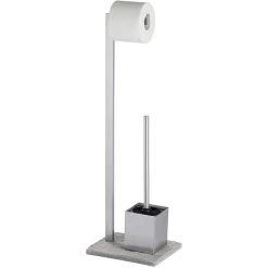 Wenko WC-Garnitur Granit 20604100, Edelstahl / Polyresin, Silber