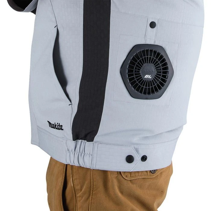 Makita Arbeitsjacke Akku-Klimajacke, DFJ213ZXL, Klimajacke 12V/14,4V/18V, Grau, Winddicht, Gr. XL 3 Makita Arbeitsjacke Akku-Klimajacke, DFJ213ZXL, Klimajacke 12V/14,4V/18V, Grau, Winddicht, Gr. XL – Bild 3