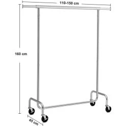 Songmics Garderobenständer HSR11S, Bis 130 Kg, Mit Rollen, Ausziehbar, Metall, Silber -Einhell Verkaufsshop 7b44fc422509502ad94cf315c527fcc72d1941f1 garderobenstaender songmics hsr11s bis 130 kg