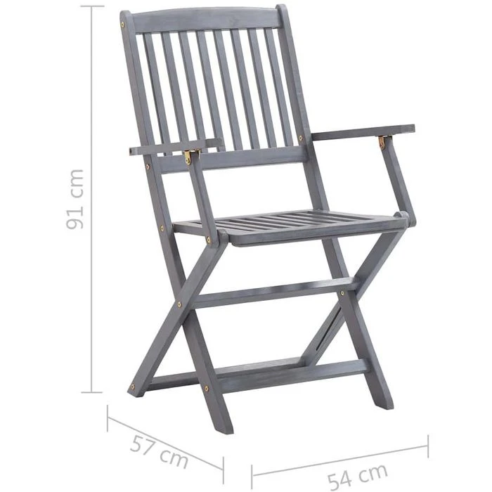 VidaXL Gartenstuhl 46334, Holz, Hochlehner, Grau, Klappbar, 4 Stück 8 VidaXL Gartenstuhl 46334, Holz, Hochlehner, Grau, Klappbar, 4 Stück – Bild 8