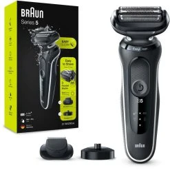 Braun Elektrorasierer Series 5 51-W4200cs, Weiß, Wet & Dry, Mit EasyClick-Trimmer Und Ladestation