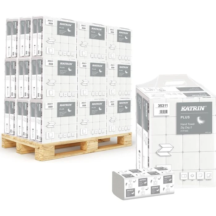 Katrin Papierhandtücher Plus ZZ 2, 35311, Palette, 2-lagig, Zick-Zack, 22,4x23cm, 4000 Stück, 36 Pack 1 Katrin Papierhandtücher Plus ZZ 2, 35311, Palette, 2-lagig, Zick-Zack, 22,4x23cm, 4000 Stück, 36 Pack