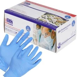 Ulith Einmalhandschuhe Nitril Typ 40, Puderfrei, Blau, 200 Stück, Größe L
