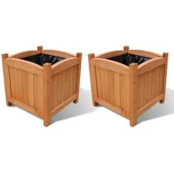 VidaXL Pflanztopf 41301, 27 Liter, Braun, 30 X 30 Cm, Quadratisch, Holz, 2er Set