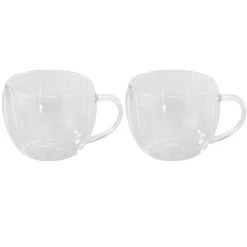 Böttcher-AG Kaffeegläser Teeglas, Doppelwandig, Mit Henkel, 250ml, 2 Stück