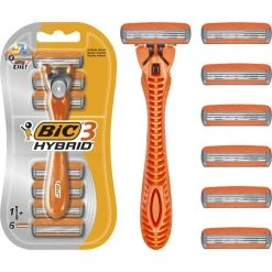 Bic Rasierer Flex 3 Hybrid, 8724465, Set, Für Herren, 3-Klingensystem, Inkl. 6 Klingen