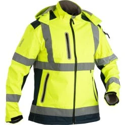 TRIUSO Arbeitsjacke Softshelljacke, VW177YXL, Warnschutzjacke, Signalgelb, Wasserdicht, Größe XL