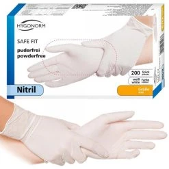 Franz Mensch Franz-Mensch Einmalhandschuhe Safe Fit, 26110, Nitril, Puderfrei, Weiß, 200 Stück, Größe L