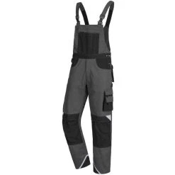 NITRAS Arbeitshose Motion Tex Plus, Herren, Latzhose, Grau-schwarz, Größe 44