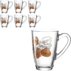 Montana Kaffeegläser Coffee 050687, Mit Henkel, 330ml, 6 Stück