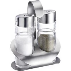 Westmark Salz-und-Pfefferstreuer Wien 65022260, Set Mit Menage, Aus Glas / Edelstahl, Transparent