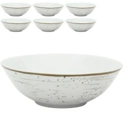 Van-Well Müslischale Pur Grau, Porzellan, Grau / Weiß, 18,5cm, Set, 6 Stück