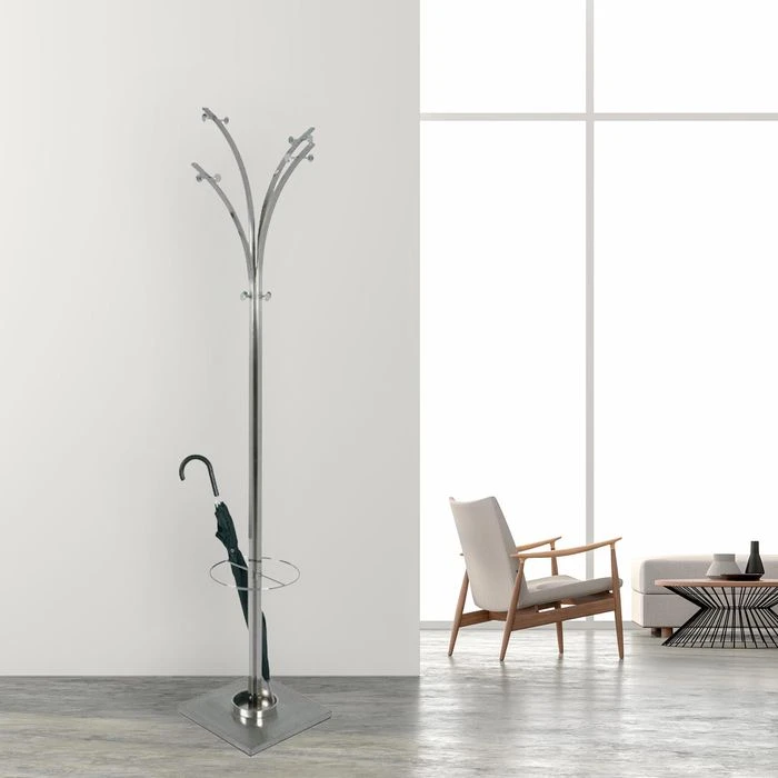 Haku-Möbel Garderobenständer 89776, Mit 12 Haken, Metall, Silber 2 Haku-Möbel Garderobenständer 89776, Mit 12 Haken, Metall, Silber – Bild 2
