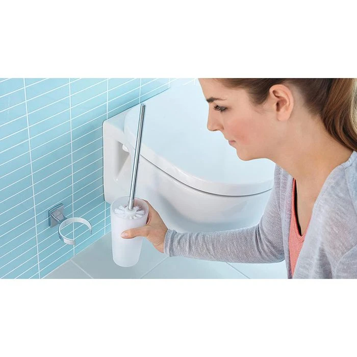 Tesa WC-Bürste Klaam, Weiß / Chrom, Bürstenhalter Aus Glas, Zur Wandmontage 6 Tesa WC-Bürste Klaam, Weiß / Chrom, Bürstenhalter Aus Glas, Zur Wandmontage – Bild 6