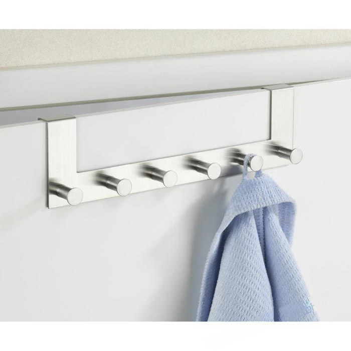 Wenko Kleiderhaken 4468060100, Für Die Tür, Silber, Edelstahl, 6 Haken 2 Wenko Kleiderhaken 4468060100, Für Die Tür, Silber, Edelstahl, 6 Haken – Bild 2