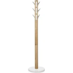 Umbra Garderobenständer Flapper, 320361-668, Mit 9 Klappbaren Haken, Holz, Natur / Weiß