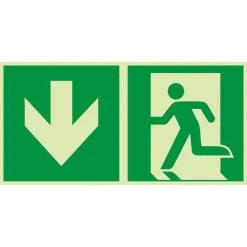 Abtec Hinweisschild ISO 7010 E001+E005, Kunststoff, 30 X 15 Cm, Rettungszeichen, Notausgang