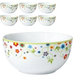 Van-Well Müslischale Vario Flower, Porzellan, Mit Dekor, 14cm, Set, 6 Stück