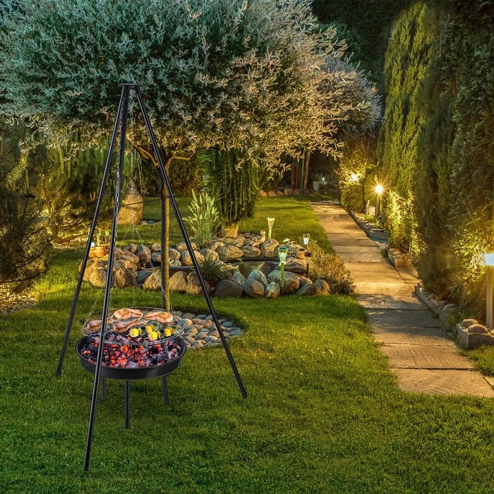 Relaxdays Holzkohlegrill Schwenkgrill, Stahl, Grillfläche Ø 49cm 2 Relaxdays Holzkohlegrill Schwenkgrill, Stahl, Grillfläche Ø 49cm – Bild 2