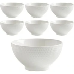 Maxwell & Williams Maxwell&Williams Müslischale Diamonds DV0041, Porzellan, Weiß, 15cm, Set, 6 Stück