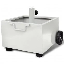 VidaXL Sonnenschirmständer 40908, Metall, 12,5 Kg, Weiß, Quadratisch, Mit Griff Und Rollen