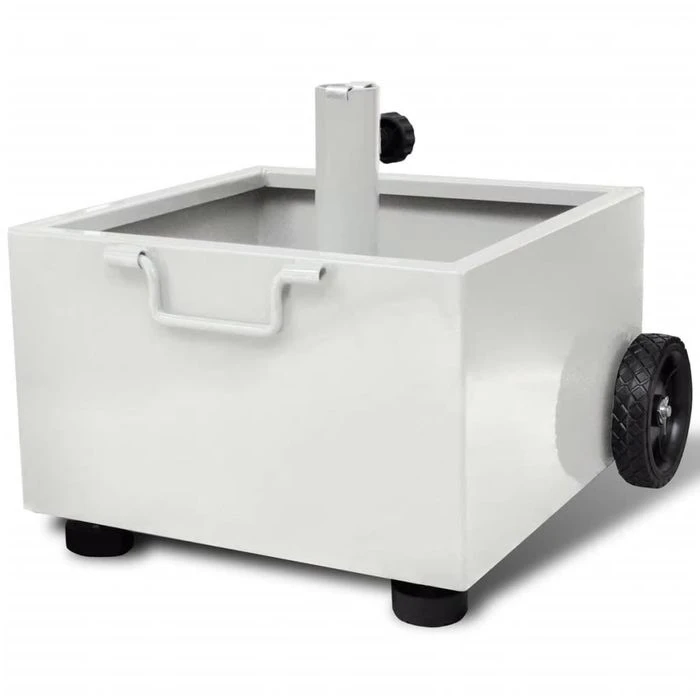 VidaXL Sonnenschirmständer 40908, Metall, 12,5 Kg, Weiß, Quadratisch, Mit Griff Und Rollen 1 VidaXL Sonnenschirmständer 40908, Metall, 12,5 Kg, Weiß, Quadratisch, Mit Griff Und Rollen