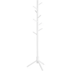 Vasagle Garderobenständer RCR04WT, Mit 8 Haken, Holz, Weiß