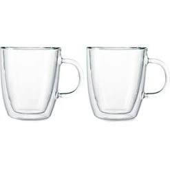 Bodum Kaffeegläser Bistro Tassen 10604-10, Doppelwandig, Mit Henkel, 300ml, 2 Stück