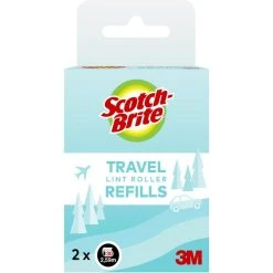 3M Fusselrolle Scotch Brite Travel, 2 Stück, Kleidung, Tierhaare & Reisen 30 Blatt, Ersatzrolle