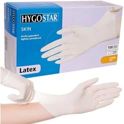 Franz Mensch Franz-Mensch Einmalhandschuhe Skin Latex, 2651, Gepudert, Weiß, 100 Stück, Größe L