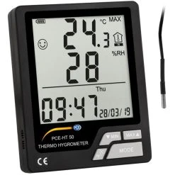 PCE Thermometer HT 50, Innen/außen, Digital, Mit Hygrometer, Mit Externem Fühler