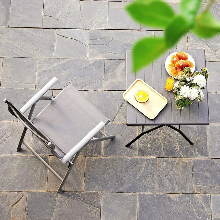Songmics Gartenstuhl GCB02GY, Kunststoff, Hochlehner, Verstellbar, Grau, Klappbar 3 Songmics Gartenstuhl GCB02GY, Kunststoff, Hochlehner, Verstellbar, Grau, Klappbar – Bild 3