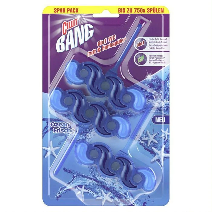 Cillit Bang Cillit-Bang WC-Duftspüler 6 In 1 Blauspüler, Ozean Frische, Im Korb, 3 Stück 1 Cillit Bang Cillit-Bang WC-Duftspüler 6 In 1 Blauspüler, Ozean Frische, Im Korb, 3 Stück