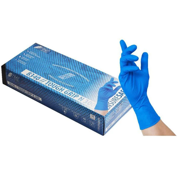 NITRAS Einmalhandschuhe Tough Grip N, Nitril, 8340, Puderfrei, Blau, 50 Stück, Gr. XXL 1 NITRAS Einmalhandschuhe Tough Grip N, Nitril, 8340, Puderfrei, Blau, 50 Stück, Gr. XXL