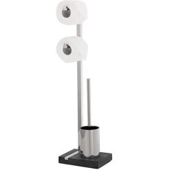 Blomus WC-Garnitur Toilettenbutler Menoto 68623, Edelstahl Matt, Silber