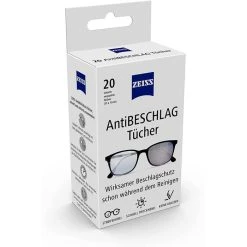 Zeiss Brillenputztücher Anti-Beschlag-Tücher, Streifen-&beschlagfrei, Einzeln Verpackt, 20 Stück