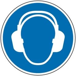 Abtec Hinweisschild ISO 7010 M003, Folie, Ø 20 Cm, Gebotszeichen, Gehörschutz Benutzen
